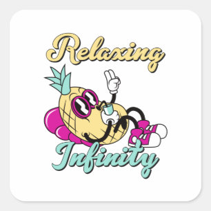 Relaxing Infinity Pineapple Cute Design Quadratischer Aufkleber