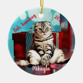 Relaxte schottische Fold Cat Christmas Keramik Ornament