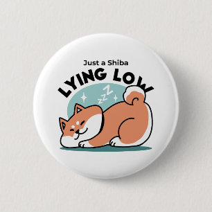 Relaxte Shiba Inu Art: Nur eine Shiba, die niedrig Button