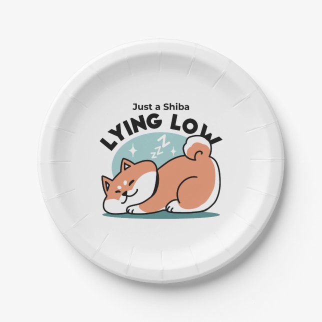 Relaxte Shiba Inu Art: Nur eine Shiba, die niedrig Pappteller (Vorderseite)