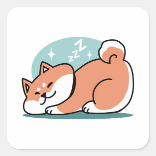 Relaxte Shiba Inu Art: Nur eine Shiba, die niedrig Quadratischer Aufkleber
