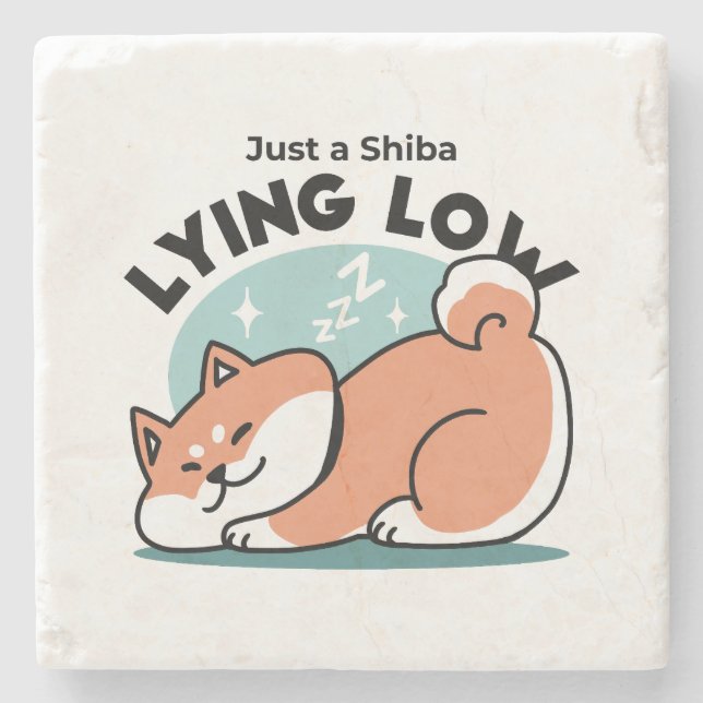 Relaxte Shiba Inu Art: Nur eine Shiba, die niedrig Steinuntersetzer (Vorderseite)