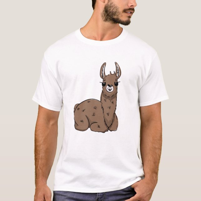 Relaxter Cartoon Llama - Gemütliche Tiere T-Shirt (Vorderseite)