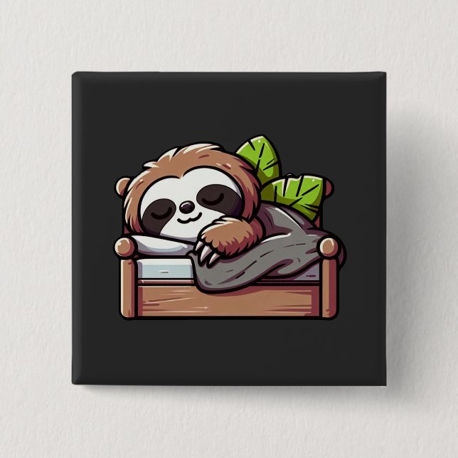 Relaxter Faultier - gemütliche Nickerchen-Zeit Button (Vorderseite)