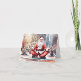 Relaxter Santa do Yoga in der Stadt Feiertagskarte