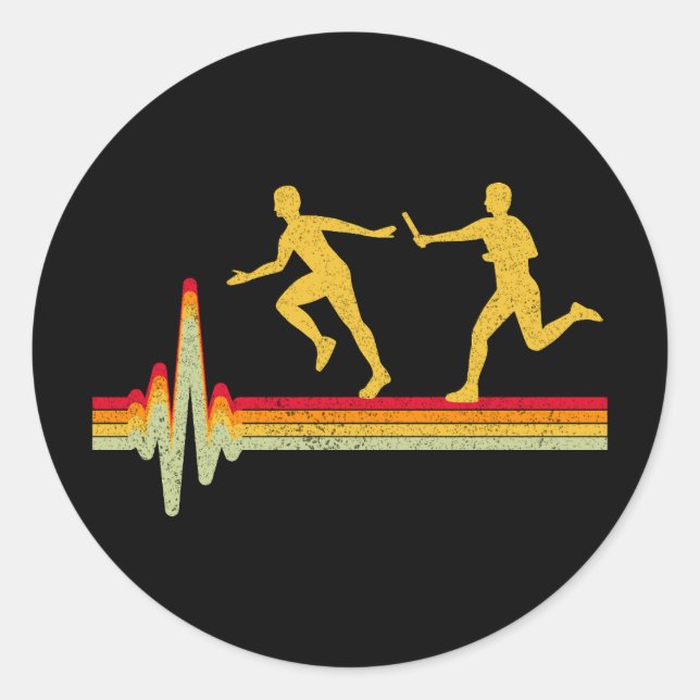 Relay Race Run Athlete Track und Field Running Runder Aufkleber (Vorderseite)