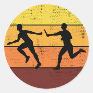 Relay Race Run Athlete Track und Field Running Runder Aufkleber