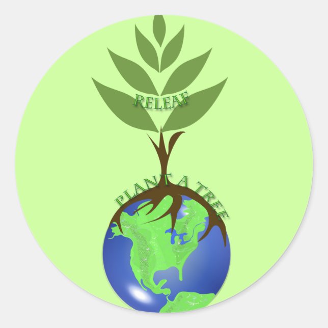 ReLeaf Pflanze A Tree Runder Aufkleber (Vorderseite)