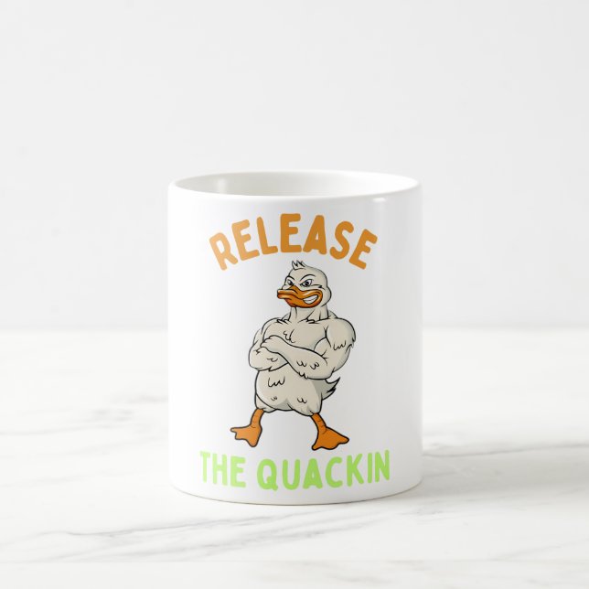 Release des Quackin Duck Gym Bodybuilders Kaffeetasse (Mittel)