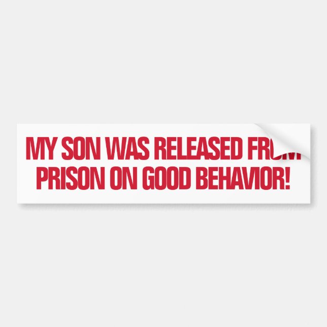 Released From Prison Good Behavior Funny Snarky Autoaufkleber (Vorne)