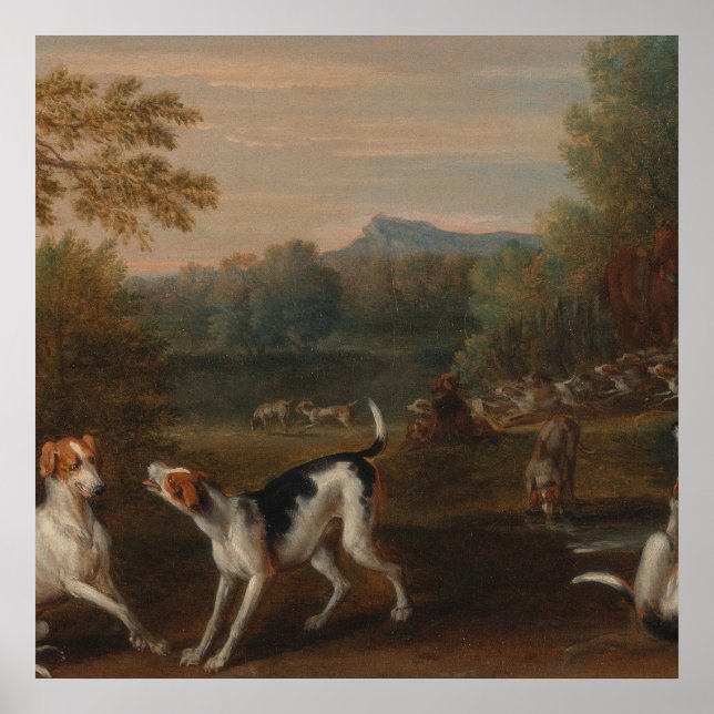 Releasing the Hounds by John Wootton Poster (Devant)