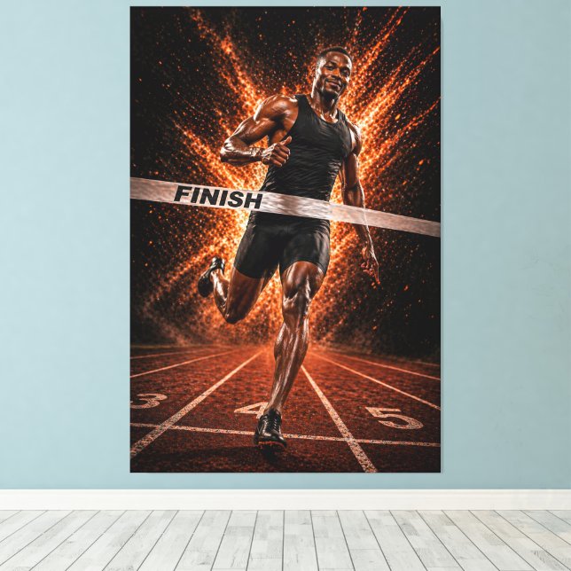 Relentless Velocity – Sprint Victory Canvas Print Leinwanddruck (Insitu (Holzboden))