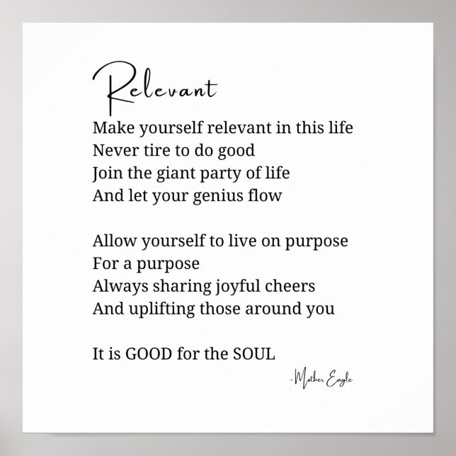 Relevante Förderung Inspiration Gedicht Poster (Vorne)