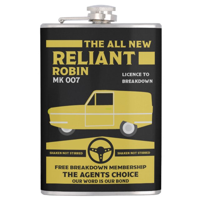 Reliant Robin Car Flachmann (Vorderseite)