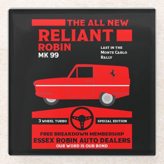 Reliant Robin Car Glasuntersetzer (Vorderseite)