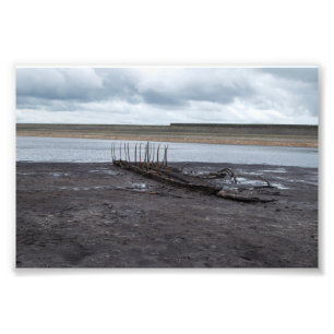 Relic of the Deep: Sunken Boat at Warland Dam Fotodruck