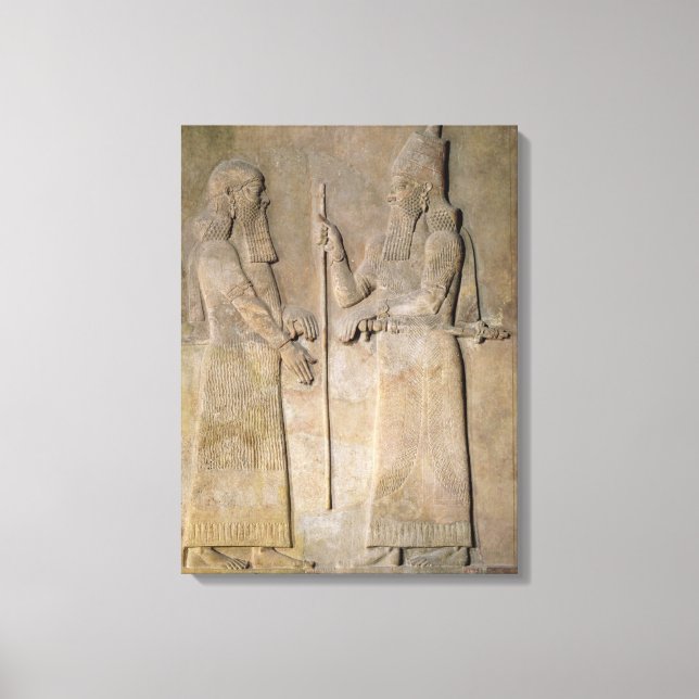 Relief mit Sargon II und einem Vizier Leinwanddruck (Vorderseite)