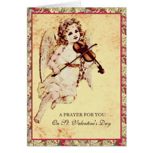 Religieuse fille Angel Jouer Violon Roses Rose