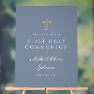 Religieux Dusty Blue Boy First Communion Bienvenue