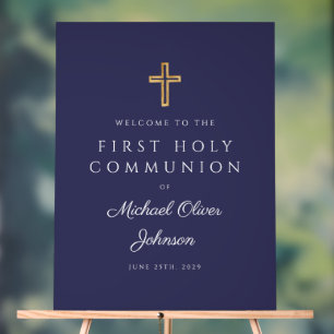 Religieux Marine Bleu Garçon Première Communion Bi