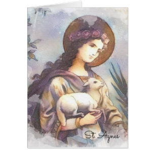 Religieux St. Agnes avec agneau Aquarelle catholiq