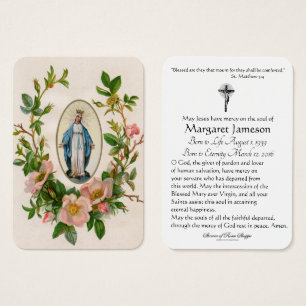 Religieux Vintage Vierge Marie Funérailles florale