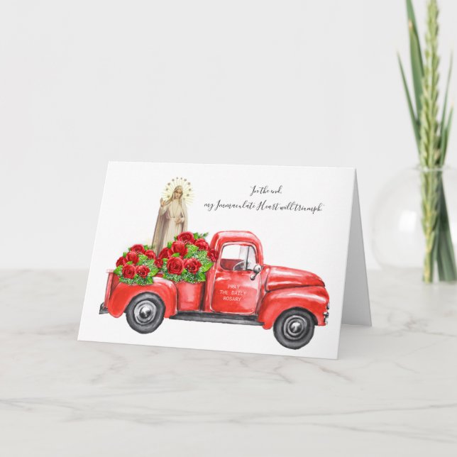 Religima Fatima Rosary Red Truck katholisch Karte (Vorderseite)