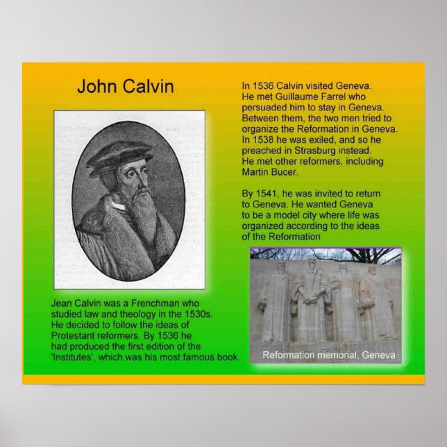 Religion, historische Reformation "John Calvin" Poster (Vorne)