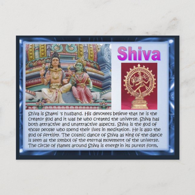 Religion, indische Hindu-Götter, Shiva Postkarte (Vorderseite)