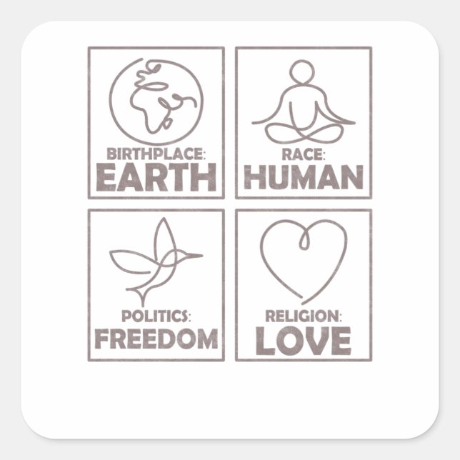 Religion Liebe Freiheit Leben Menschen sein Quadratischer Aufkleber (Vorderseite)