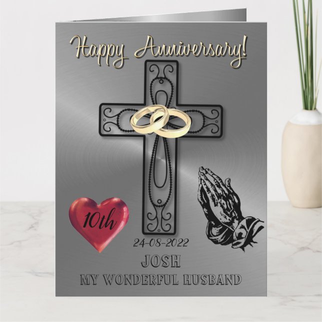 Religions Anniversaire Chrétien Carte Pour Mari (Devant)