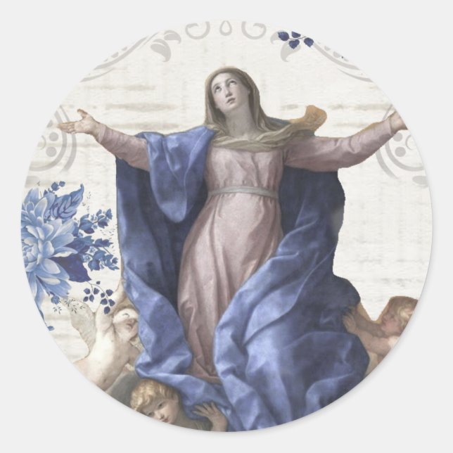 Religiös-katholische gesegnete Jungfrau Mary Annah Runder Aufkleber (Vorderseite)
