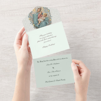 Religiös-katholische Masse bietet Jungfrau Mary al All In One Einladung