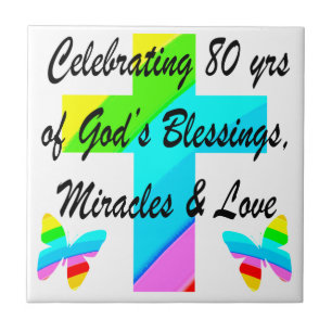 RELIGIÖS PERSONALISIERTE 80. GEBURTSTAG-DESIGN FLIESE
