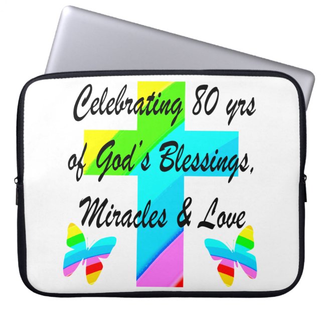 RELIGIÖS PERSONALISIERTE 80. GEBURTSTAG-DESIGN LAPTOPSCHUTZHÜLLE (Vorderseite)