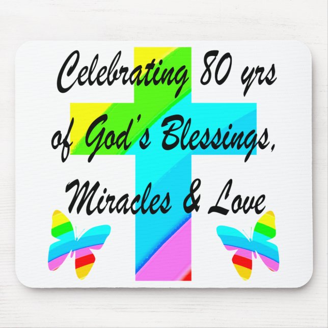 RELIGIÖS PERSONALISIERTE 80. GEBURTSTAG-DESIGN MOUSEPAD (Vorne)