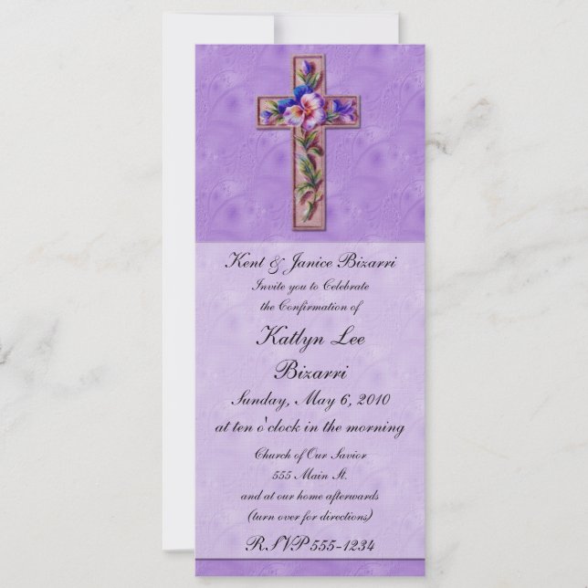 Religiös, Taufe, Bestätigung Einladung (Vorderseite)