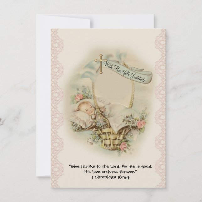 Religiöse Babydusche Danke Vintag (Vorderseite)