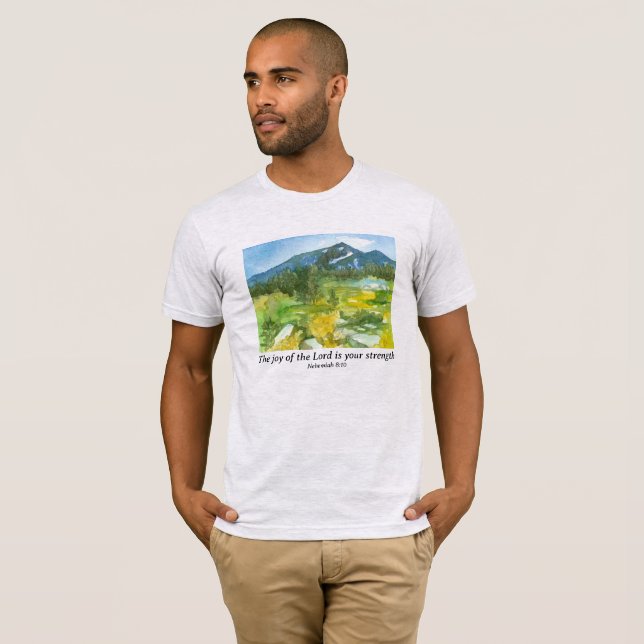 Religiöse Bibelschrift Nemehiah Mountains T-Shirt (Vorne ganz)