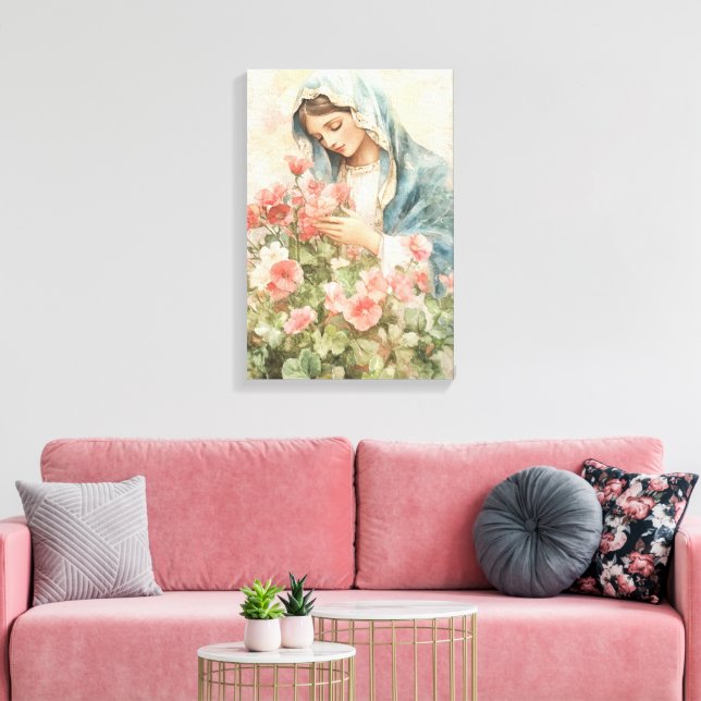 Religiöse Bloral gesegnete Mary Leinwanddruck (Insitu (Wohnzimmer))