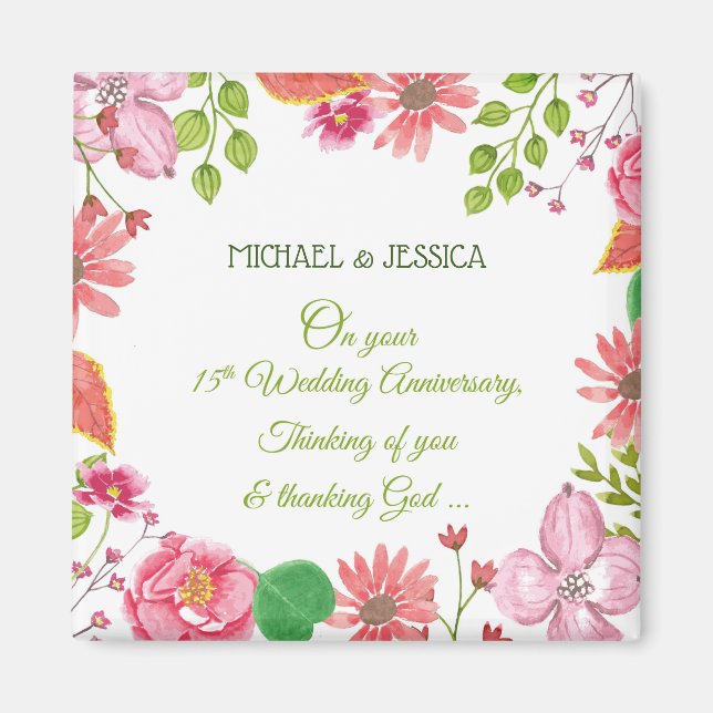 Religiöse Blume zum 15. Hochzeitstag Magnet (Vorne)