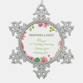 Religiöse Blume zum 20. Hochzeitstag Schneeflocken Zinn-Ornament