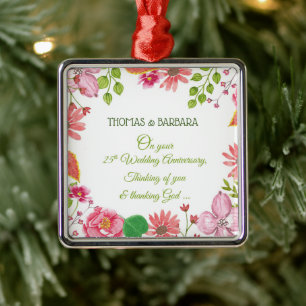Religiöse Blume zum 25. Hochzeitstag Ornament Aus Metall
