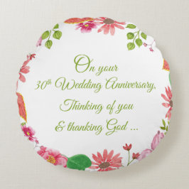 Religiöse Blume zum 30. Hochzeitstag Rundes Kissen