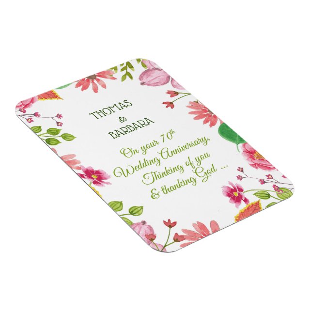 Religiöse Blume zum 70. Hochzeitstag Magnet (Rechte Seite)