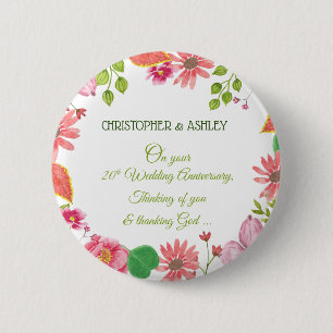 Religiöse Blumen zum 20. Hochzeitstag Button
