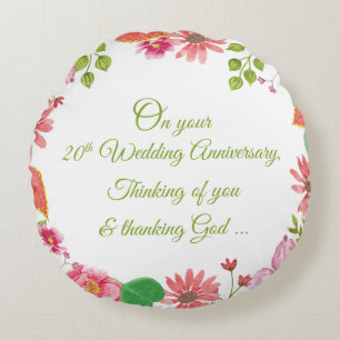 Religiöse Blumen zum 20. Hochzeitstag Rundes Kissen