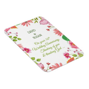 Religiöse Blumen zum 50. Hochzeitstag Magnet