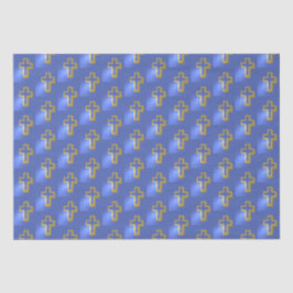 Religiöse Christliche Golden Cross Lilac Blue Oast Seidenpapier
