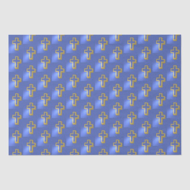 Religiöse Christliche Golden Cross Lilac Blue Oast Seidenpapier (Vorderseite)